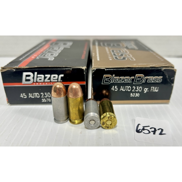 AMMO: 100X BLAZER .45 ACP - 230 GR FMJ