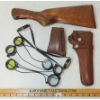 Image 1 : JOB LOT - UNKNOWN BUTT STOCK, BUTT PAD, HUNTER HANDGUN HOLSTER & SCOPE LENS COVERS