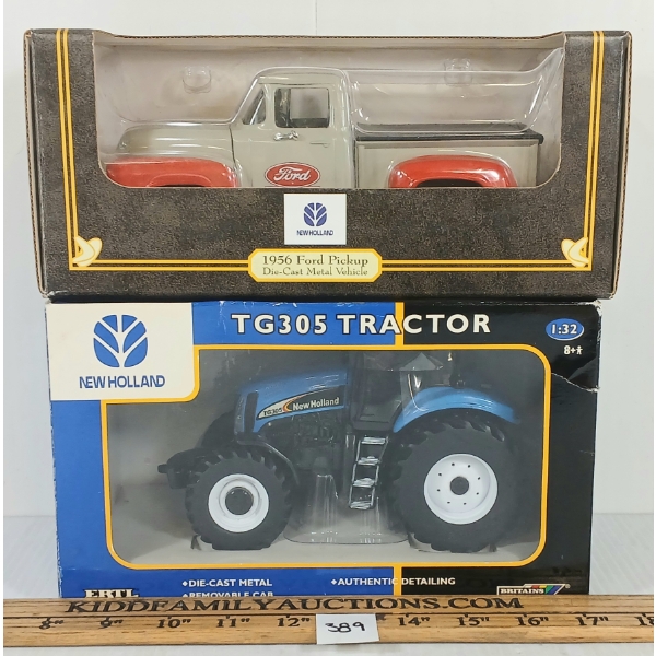 LOT OF 2 - ERTL DIECAST 1956 FORD PICKUP & TG305 TRACTOR MODELS 
