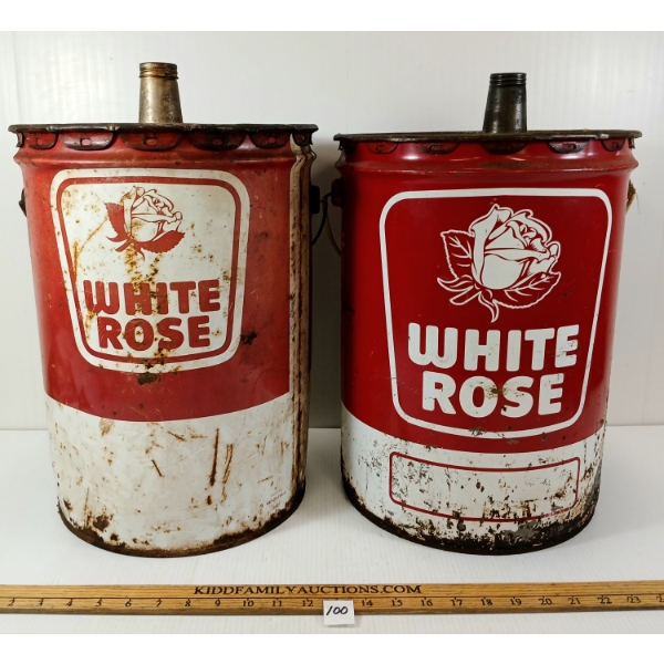 LOT OF 2 - WHITE ROSE CANS - 5 GAL 