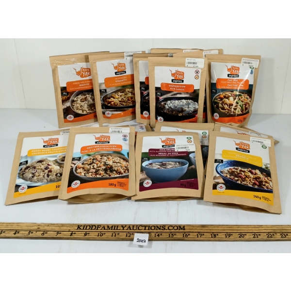 QTY OF HAPPY YAK DEHYDRATED MEALS - MEDITERRANEN PORK, SHEPHERD'S PIE, ETC
