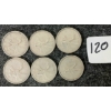 Image 1 : LOT OF 6 - 1958, 1960, 1962, 1965, 1966 CDN 25 CENT COINS