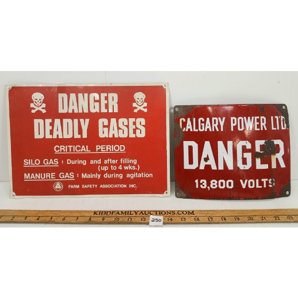 LOT OF 2 - DANGER DEADLY GASES & CALGARY POWER LTD SST & SSP SIGNS