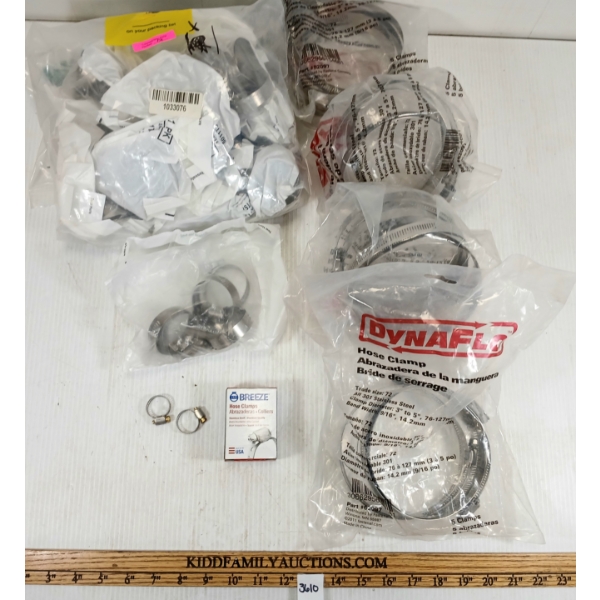 QTY OF HOSE CLAMPS - INCL 3-5IN 