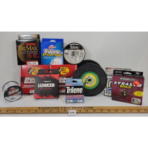 LOT OF 11 - MISC FISHING LINE - INCL BERKLEY, SPIDERWIRE, ETC 