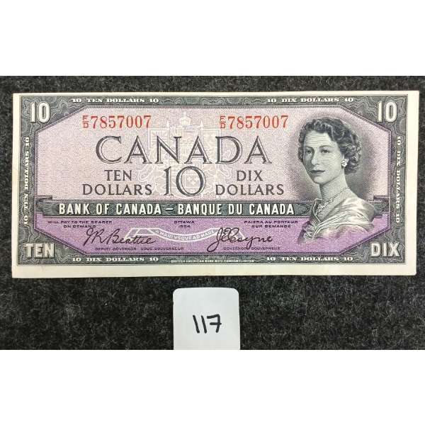 1954 CDN $10 DEVIL'S FACE BANKNOTE