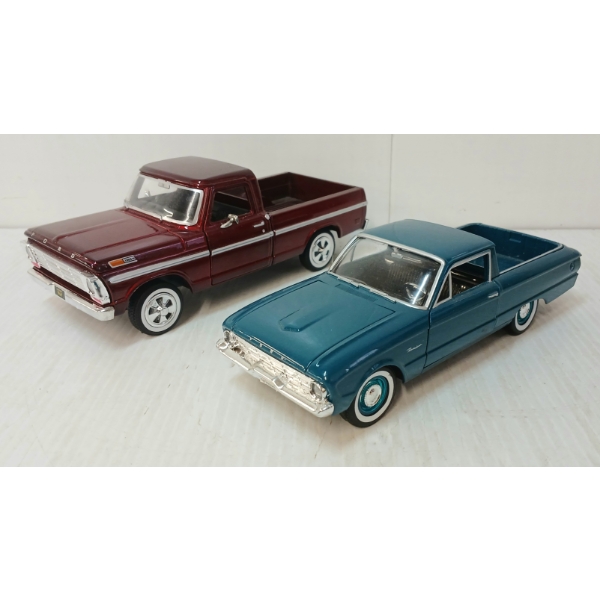 LOT OF 2 - MOTOR MAX DIECAST 1969 FORD F-100 PICKUP & 1960 FORD RANCHERO MODELS