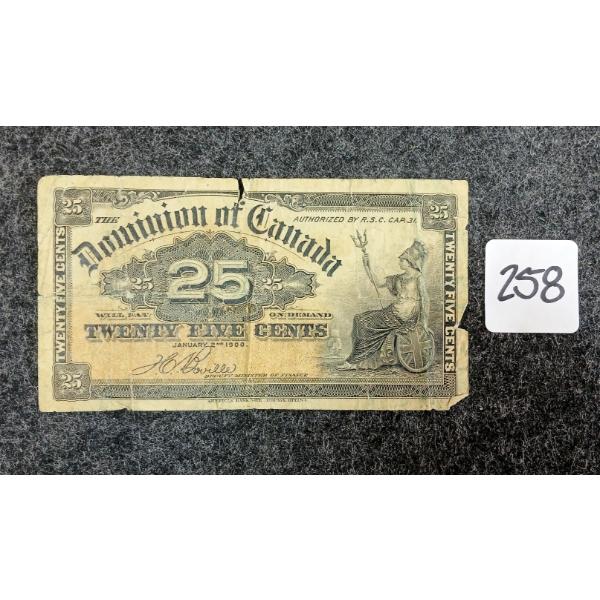 1900 DOMINION OF CANADA 25 CENT SHINPLASTER