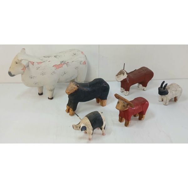 LOT OF 6 - MARITIME FOLK ART FARM ANIMALS 