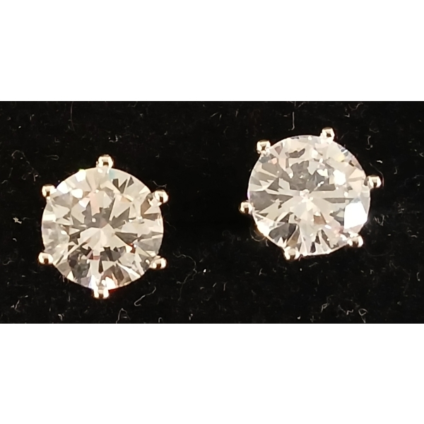 PAIR OF STERLING SILVER SIMULATED DIAMOND (CZ) STUD EARRINGS
