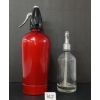 Image 4 : LOT OF 2 - UNMARKED - RED ALUMINUM & CLEAR - SELTZER BOTTLES