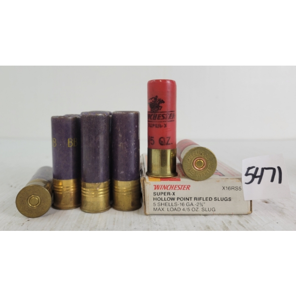 AMMO: 16X WINCHESTER & IMPERIAL 16GA - 2-3/4IN - SLUG & BB SHOT