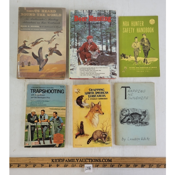 LOT OF 6 - HUNTING PUBLICATIONS - INCL "NRA HUNTER SAFETY HANDBOOK", "TRAP SHOOTING", ETC
