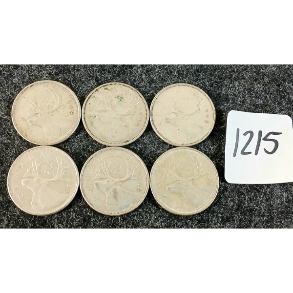 LOT OF 6 - 1968 CDN 25 CENT COINS