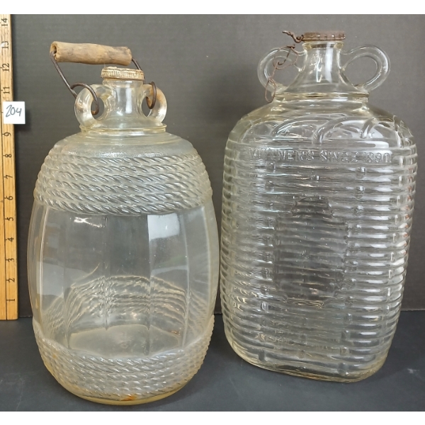 LOT OF 2 - GLASS FINGER JUGS - CANADIAN WINERIES LTD. 