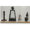 Image 3 : LOT OF 4 - WHALE OIL GREASE BETTY LAMP, SOAPSTONE LANTERN & HOGSCRAPER CANDLESTICK ETC