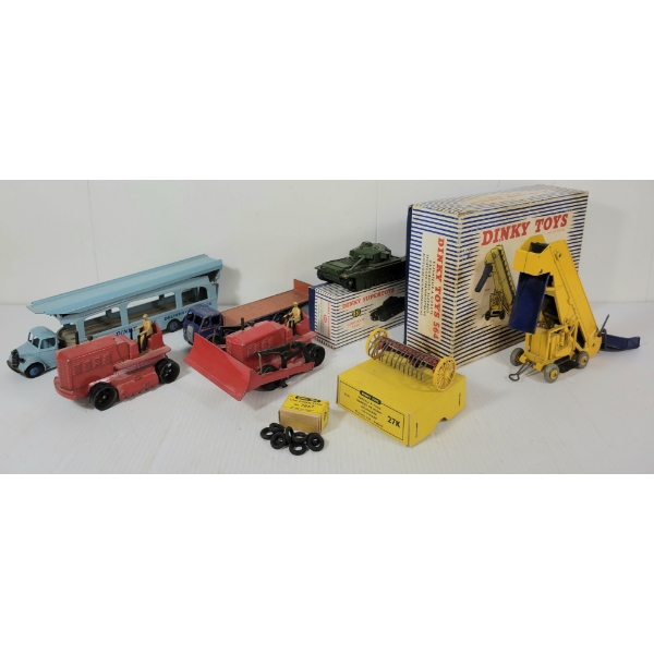 LOT OF 8 - DINKY MODELS - INCL ELEVATOR LOADER, CENTURION TANK, ETC