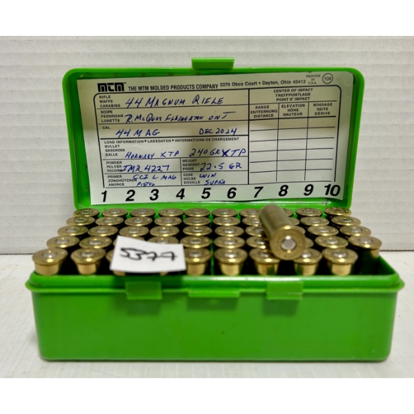 AMMO: 50X .44 REM MAG 240GR. - RELOADS 