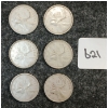 Image 1 : LOT OF 6 - 1944-1966 CDN 25 CENT COINS