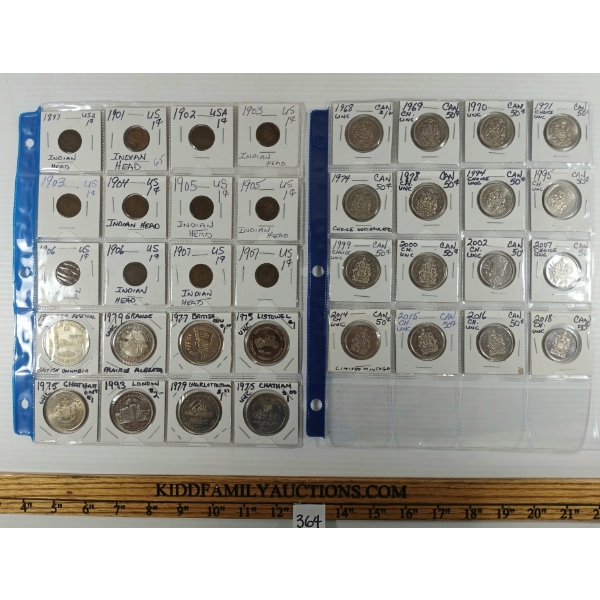 LOT OF 36 - MISC U.S. & CDN COINS & TOKENS