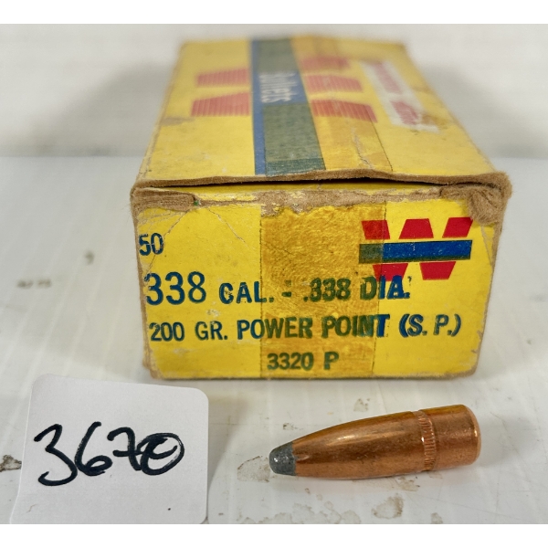BULLETS: APPROX 40X WINCHESTER .338 CAL - 200 GR SP