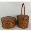 Image 2 : LOT OF 2 - NATIVE HAND WOVEN BASKETS W/ LIDS