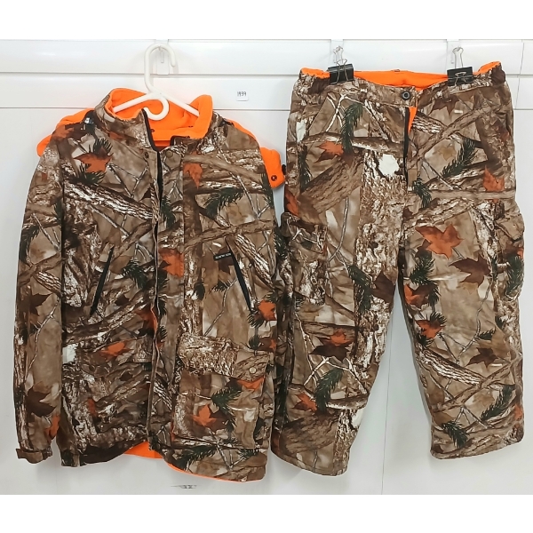 LOT OF 2 - DUCKS UNLIMITED HI-VIS & CAMO REVERSIBLE JACKET & PANTS