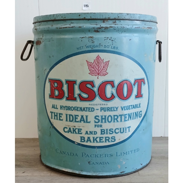 CANADA PACKERS LIMITED 50LBS BISCOT SHORTENING TIN