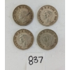 Image 2 : LOT OF 4 - 1939 - '43 CDN 50 CENT SILVER COINS