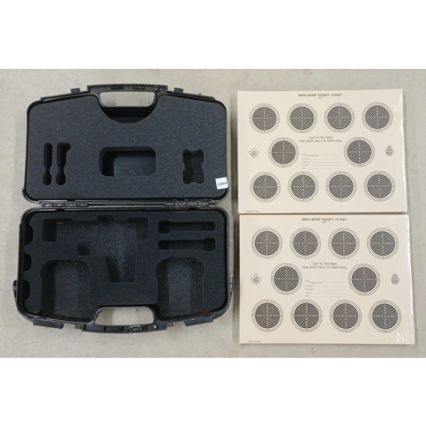LOT OF 3 - WALTHER HARD HANDGUN CASE & SMALL-BORE TARGET SHEETS