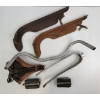 Image 2 : LOT OF 7 - VINTAGE BIKE PARTS - INCL LEATHER SEAT, CHAIN GUARDS, HANDLEBARS, ETC