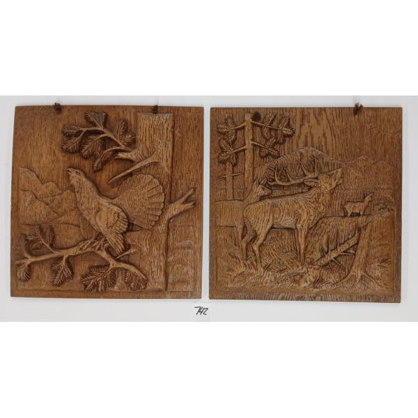 LOT OF 2 - HAND CARVED NATURE-INSPIRED WALL ART