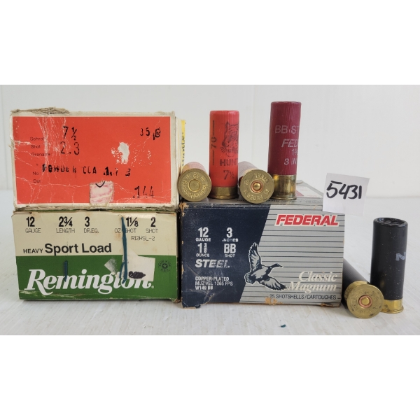 AMMO: 75X MIXED 12GA - 2-3/4 & 3IN - #2, 7-1/2 & BB SHOT