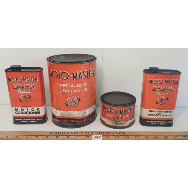 LOT OF 4 - MOTO-MASTER SHOCK ABSORBER, MOTOR CONDITIONER & LUBRICANT CANS