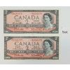 Image 1 : LOT OF 2 - 1954 CDN $2 BANKNOTES - SEQUENTIAL