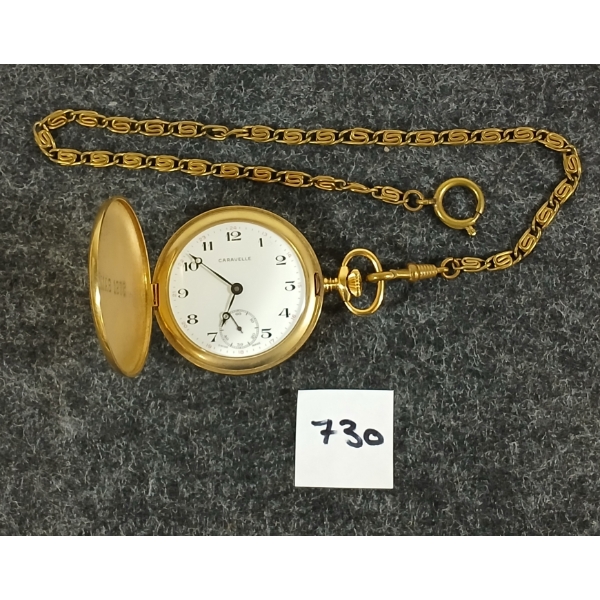 CARAVELLE 17 JEWELS POCKET WATCH W/ CHAIN