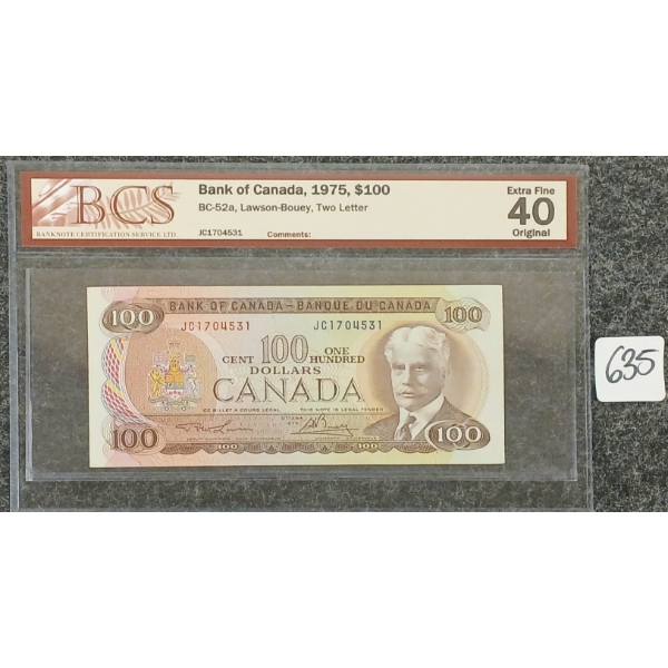 1975 CDN $100 BANKNOTE - BCS GRADED