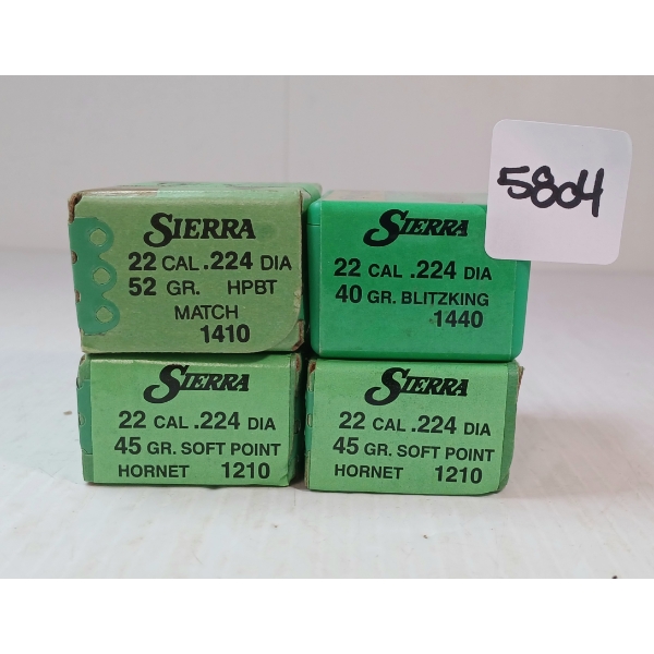 BULLETS: APPROX 400X SIERRA .22 - 40 & 45GR - BLITZKING, HPBT, SP