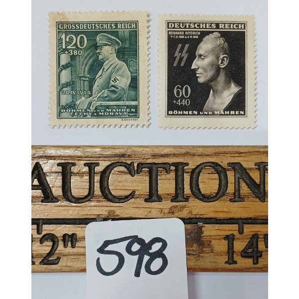 LOT OF 2 - 1944 HITLER'S 55TH BIRTHDAY & REINHARD HEYDRICH STAMPS