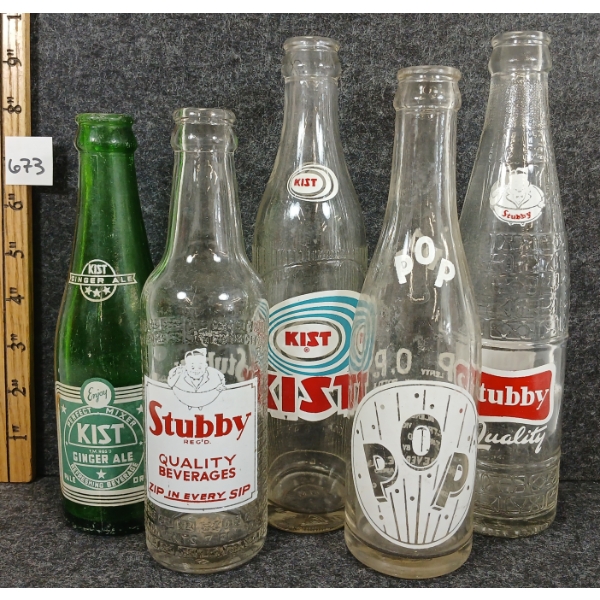 LOT OF 5 - MISC SODA BOTTLES - INCL KIST & STUBBY, ETC.