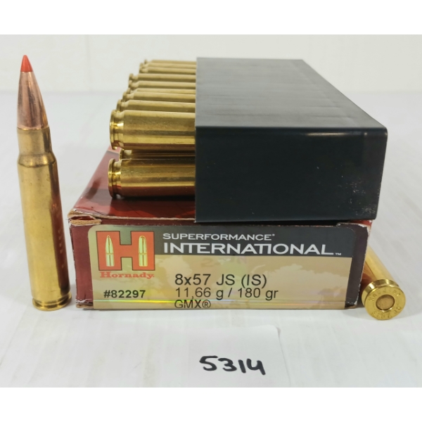 AMMO: 20X HORNADY INTERNATIONAL 8X57 JS - 180GR - GMX