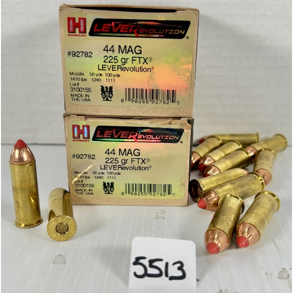 AMMO: 52X HORNADY .44 REM MAG - 225 GR POLY TIP