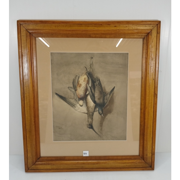 BIRD STUDY BY M.M. HARRIS - FRAMED WATERCOLOUR