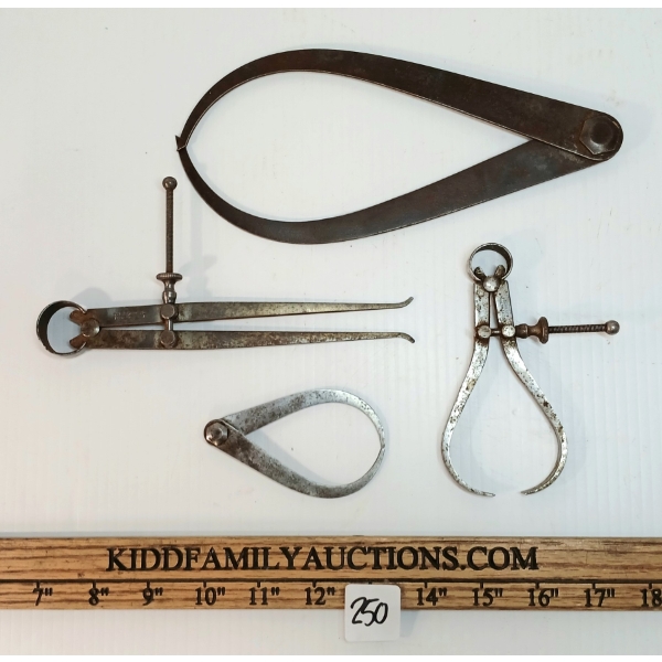 LOT OF 4 - VINTAGE STARRETT CALIPERS & DIVIDERS - CIRCA 1920-50's