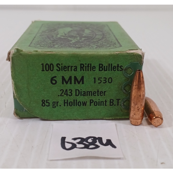 BULLETS: APPROX 68X SIERRA 6MM - 85GR - HP BT
