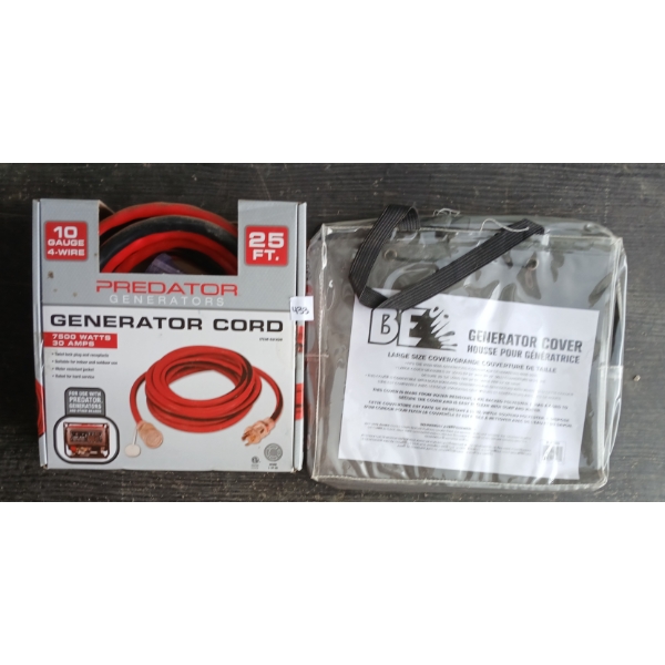 LOT OF 2 - PREDATOR 10GA 4-WIRE GENERATOR CORD & COVER - 25FT