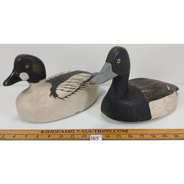 LOT OF 2 - GOLDEN-EYED & BLUEBILLED DECOY DUCKS - C. 1920-1960'S