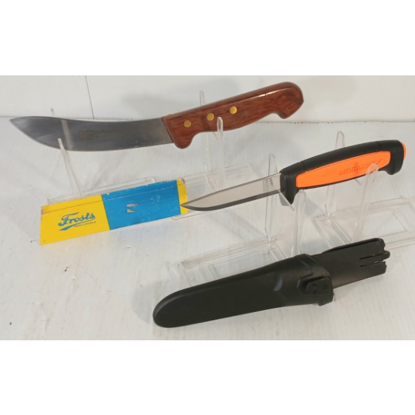 LOT OF 2 - FROSTY & MORAKNIL SWEDISH KNIVES - INCL 1 SHEATH