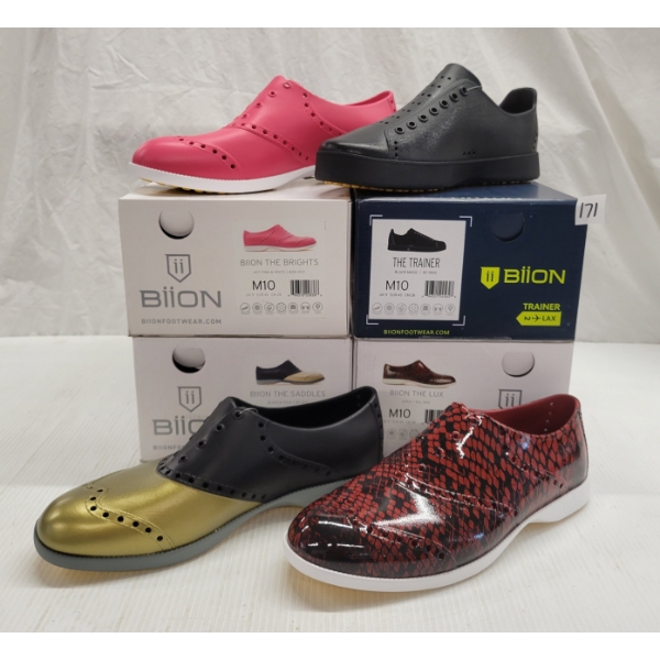 LOT OF 4 - BIION SHOES - FT THE TRAINERS, THE LUX, THE BRIGHTS & THE SADDLES STYLES