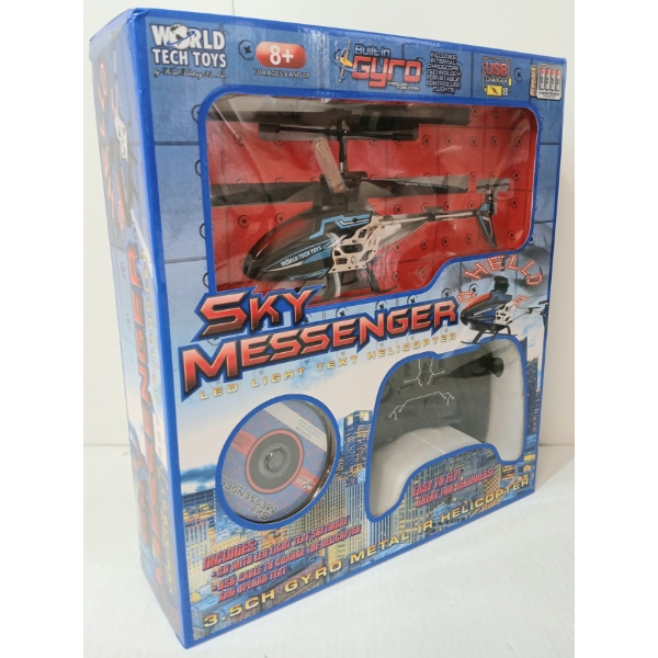 WORLD TECH TOYS SKY MESSENGER LED LIGHT TEXT HELICOPTER